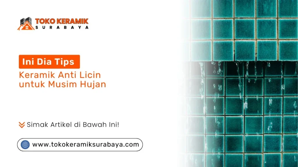 air bercucuran di dinding keramik hijau