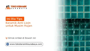 air bercucuran di dinding keramik hijau